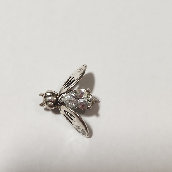 925 milor ITALY cz sterling silver flying fly bee brooch pin vintage stamped - Picture 2 of 9